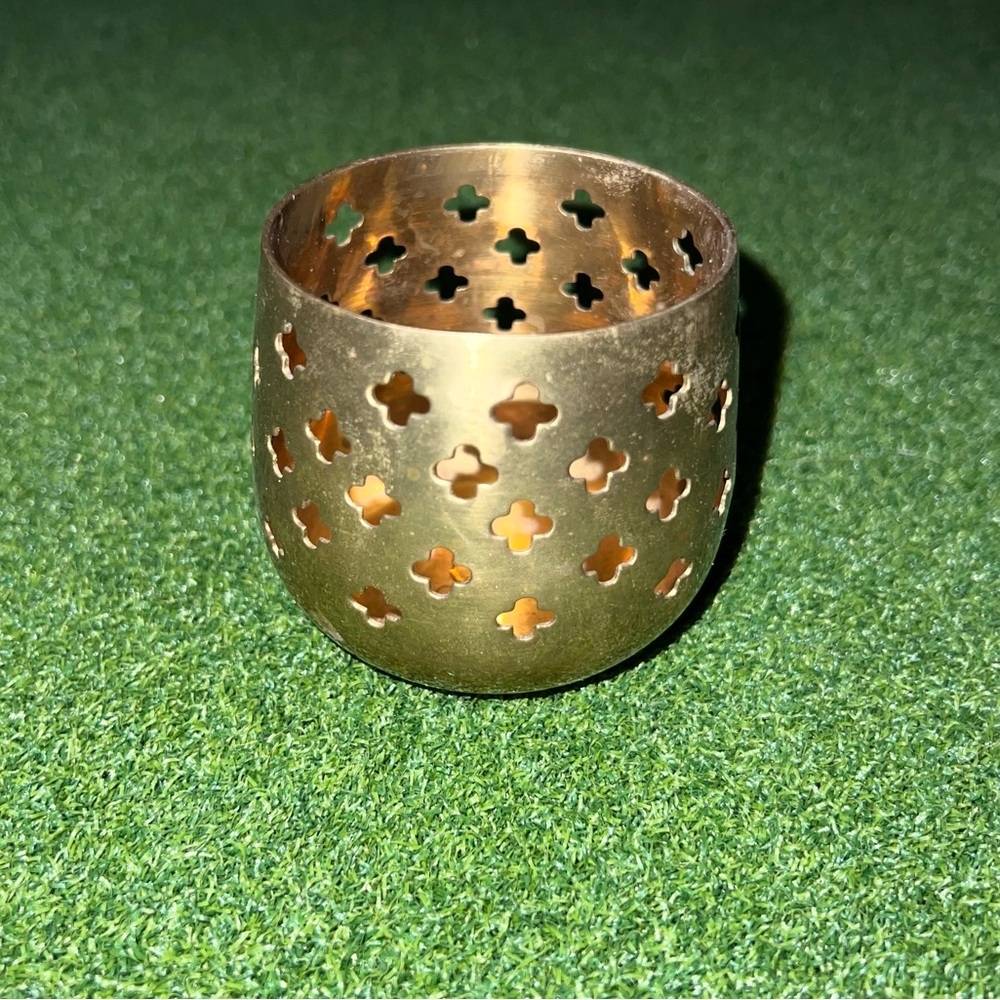 Vintage “made in India” solid brass cross votive tea light candle holder